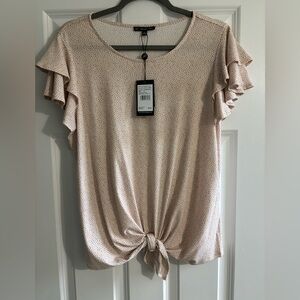 Adrianna Papell Cream Ruffle Sleeve Blouse